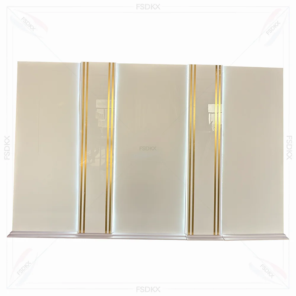 

High Quality Custom PVC Wedding Stage Backdrop Acrylic Gold Event Backdrop for Sales