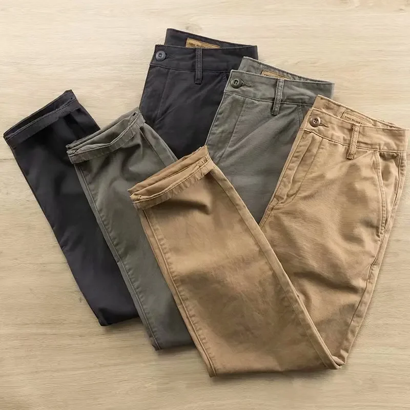 Pantalones informales de algodón para hombre, Pantalón recto, holgado, con bolsillo, de trabajo, de marca, para correr, ropa de entrenamiento