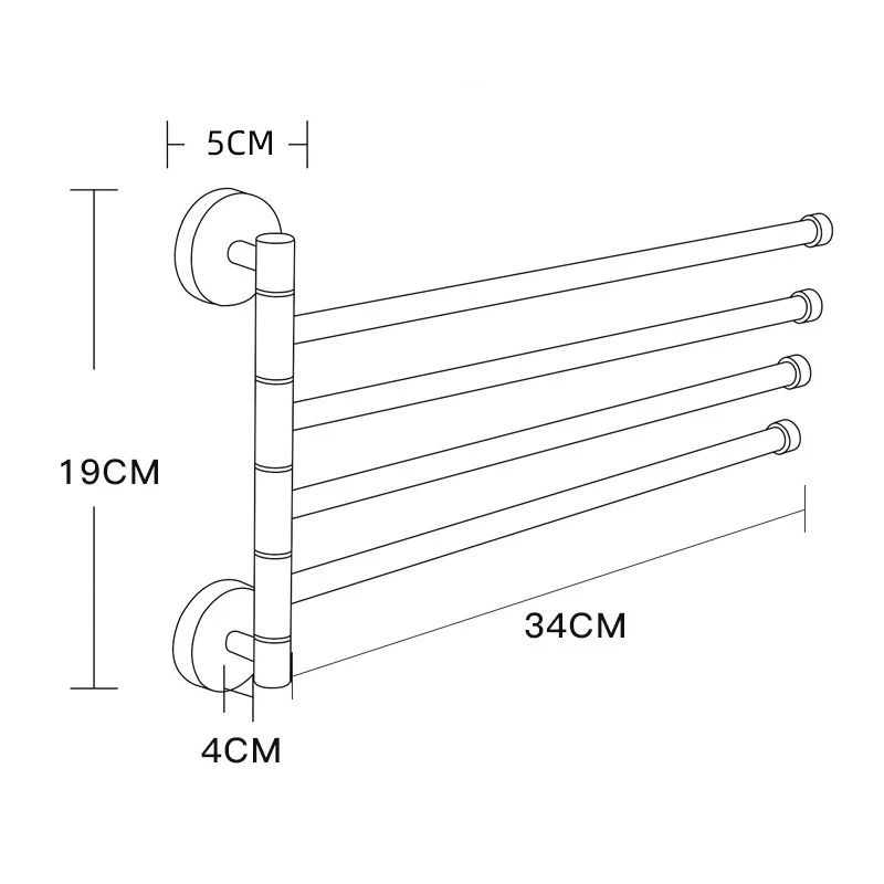 Towel Holder Rack Stainless Steel Swivel Towel Bar Hanger Movable Foldable Wall Mount Towel Rail Black Bathroom Storage