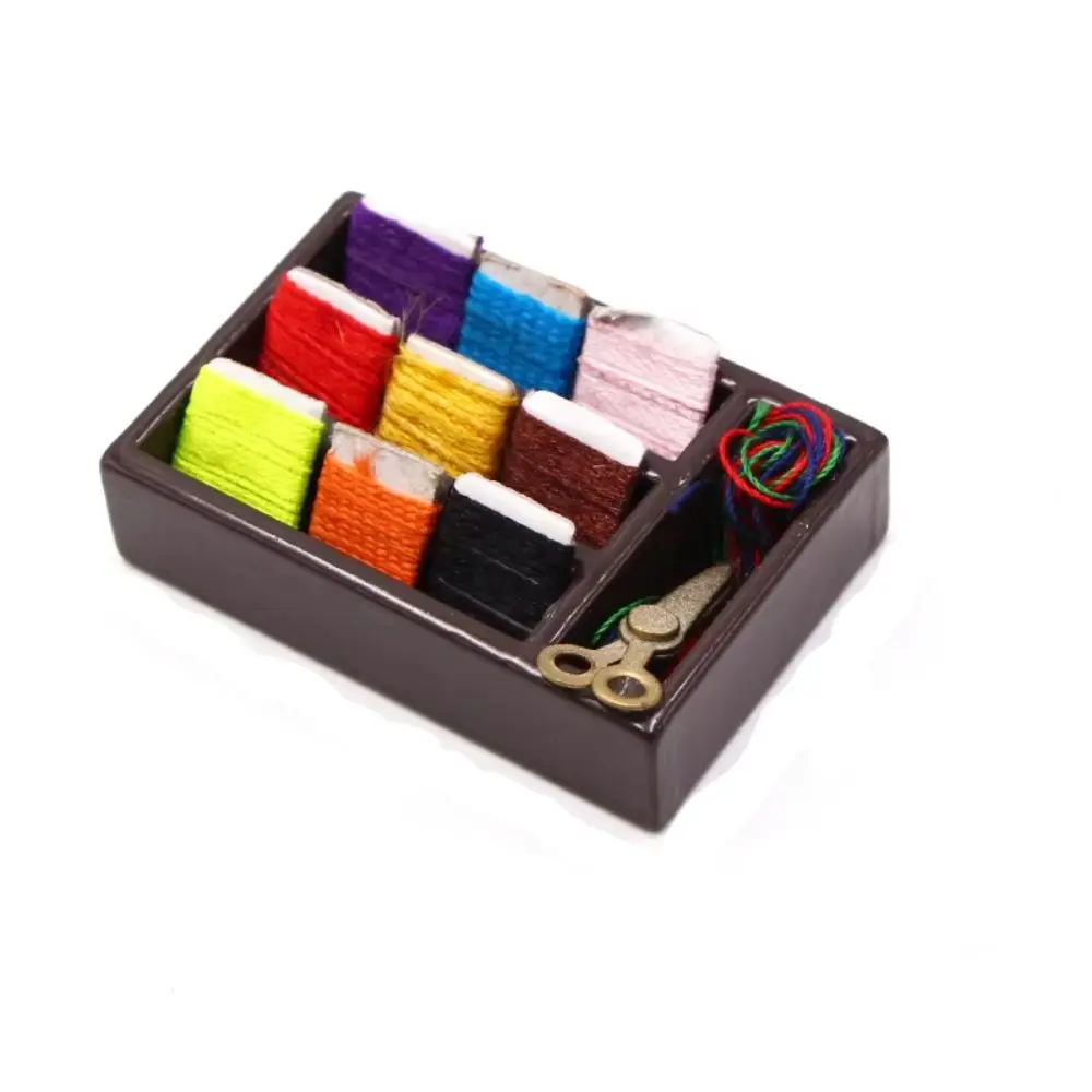 

Wood Miniature Wooden Sewing Box Artificial Pretend Simulation Sewing Model Craft DIY Mini Sewing Box Model House Decor