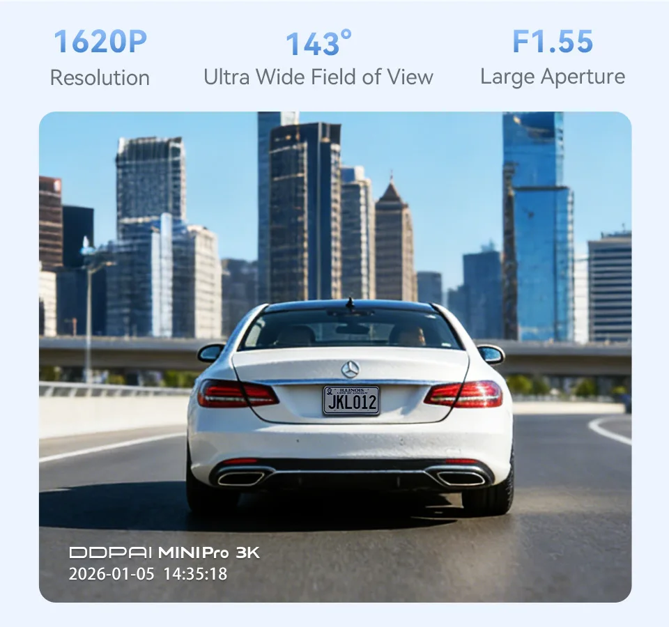 dashcam für auto dashcam dashcam 4k deutsch DDPAI MINI Pro 3K Dashcam 1620P HDR 143 Grad Weitwinkel Nachtsicht WDR Sprachsteuerung 24-Stunden-Parküberwachung WiFi Auto-DVR motorrad kamera rückfahrkamera kabellos – Detail 9