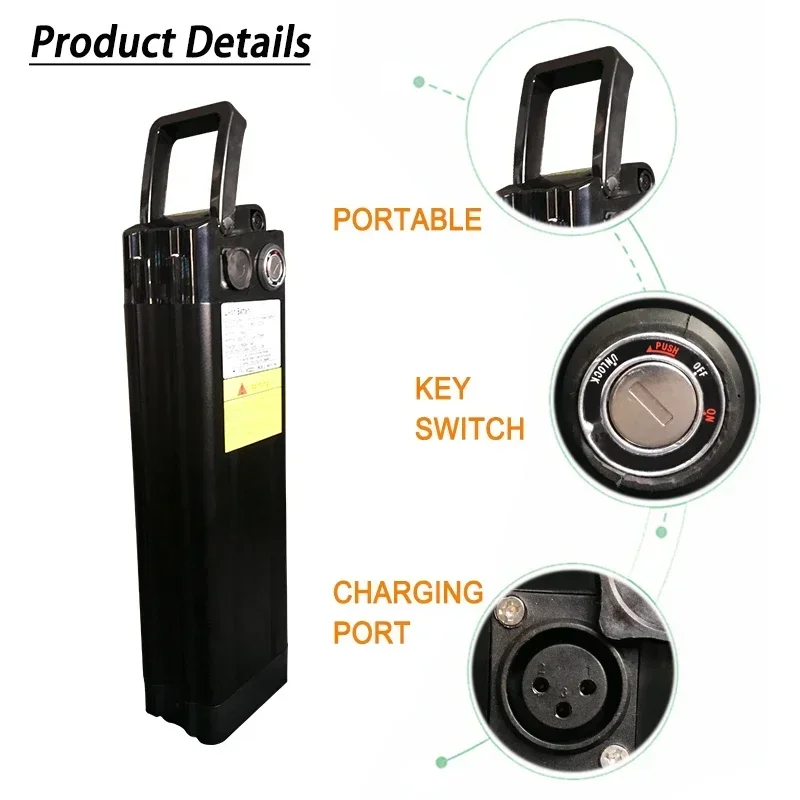 52V 20000mAh Lithium ion Battery Pack 20Ah ,for Silver Fish Style with Aluminum Case Anti-theft Lock