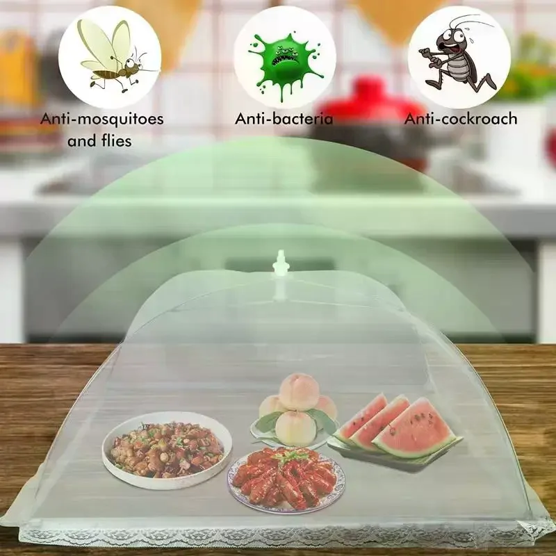 1PC Food Cover Mesh Folding Washable Flies Tables Cover Insect Proof Protective Dish Covers Home Kitchen Storage Accessaries