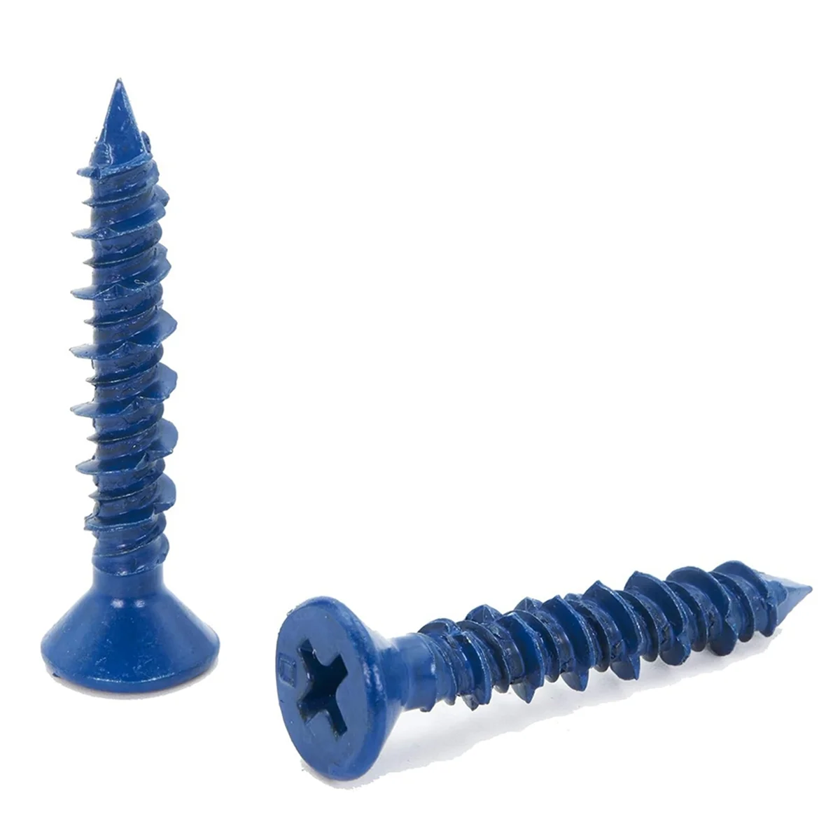 Tornillo de punta de diamante para hormigón Phillips, anclaje plano azul para anclaje a albañilería, 100 piezas, 3/16 1-1 x/4 pulgadas