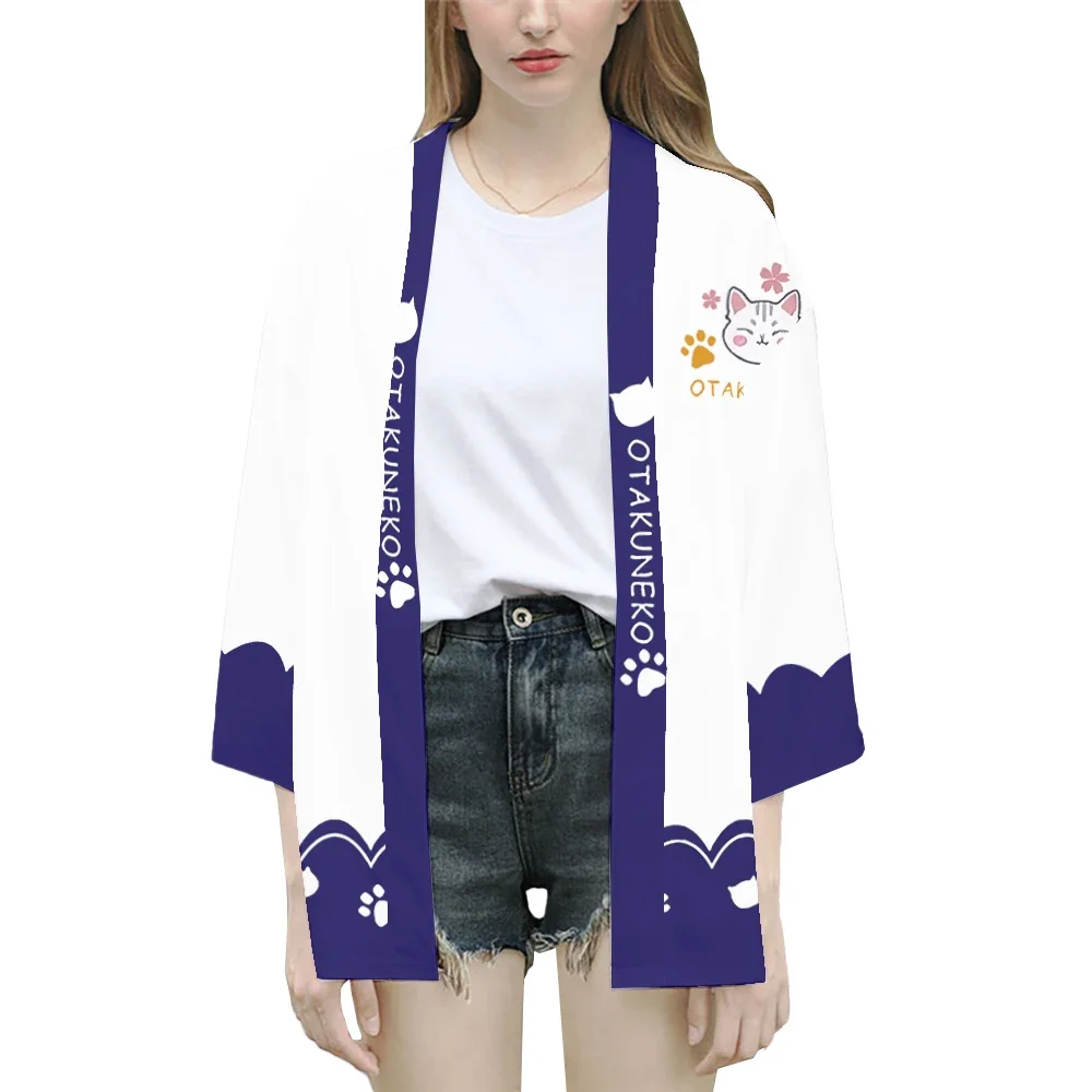 التقليدية الكرتون لاكي القط كيمونو الصيف شاطئ الشمس حماية سترة الرجال النساء متعة ريشة النسيج الاطفال قمم