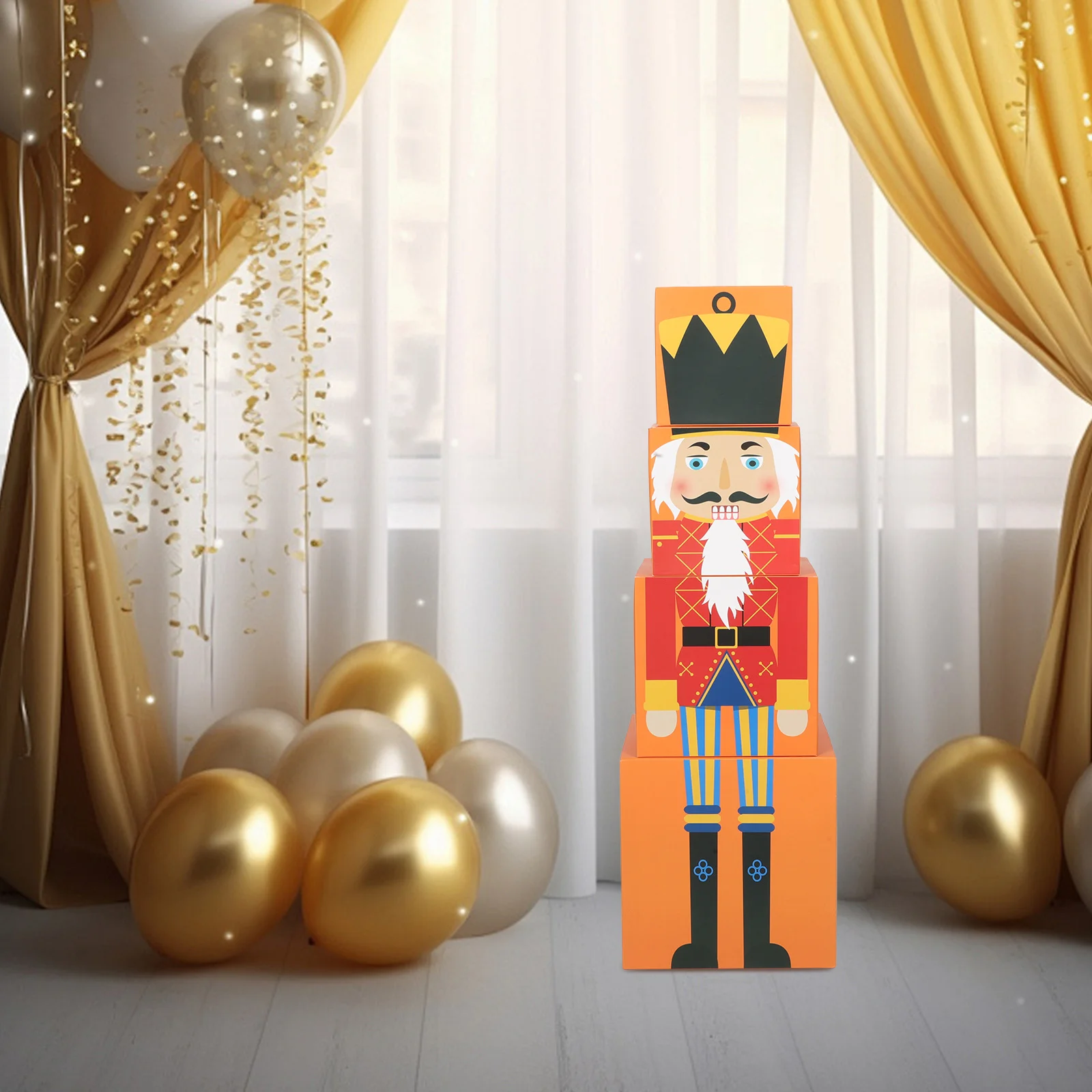 1Set Nutcracker Stacking Present Boxes Christmas Decorative Storage Nesting Boxes Holiday Party Gift Organization