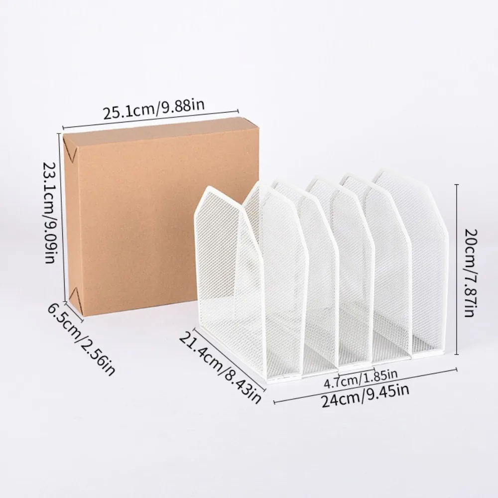 Durable 5/7 Grids Book Stand Detachable Adjustable Bookshelf Metal Mesh Book Holder Home Office