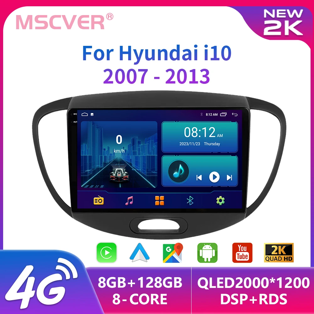 

2Din Android13 For Hyundai Grand I10 2007-2013 Car Radio Multimidia Video Player GPS Navigaion CarPlay Stereo WiFi DSP autoradio