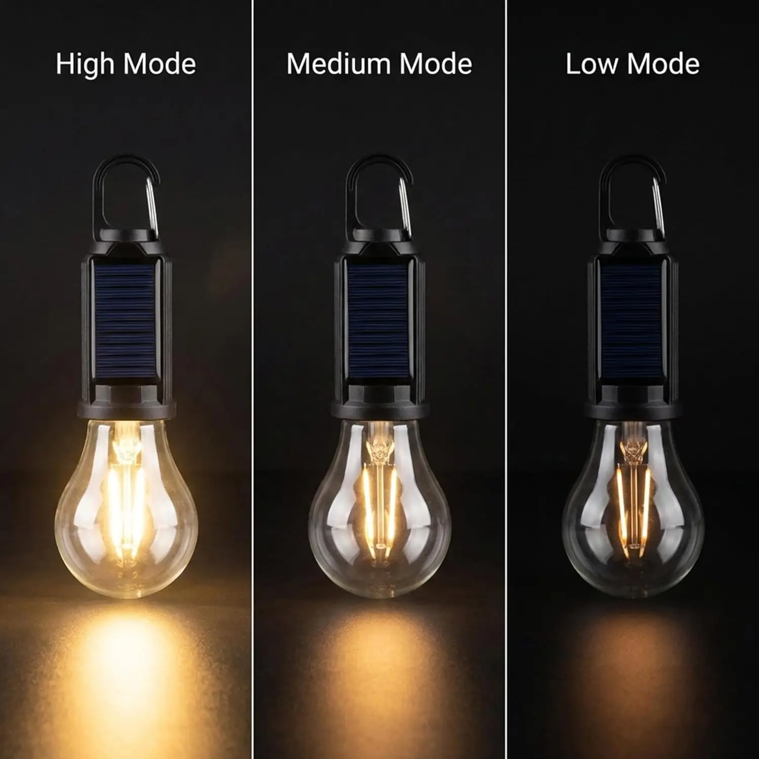 1-4PCS Vintage Solar/USB Rechargeable Camping Lantern LED Tungsten Lamp Multifunctional Atmosphere Tent Light Bulb for Outdoor