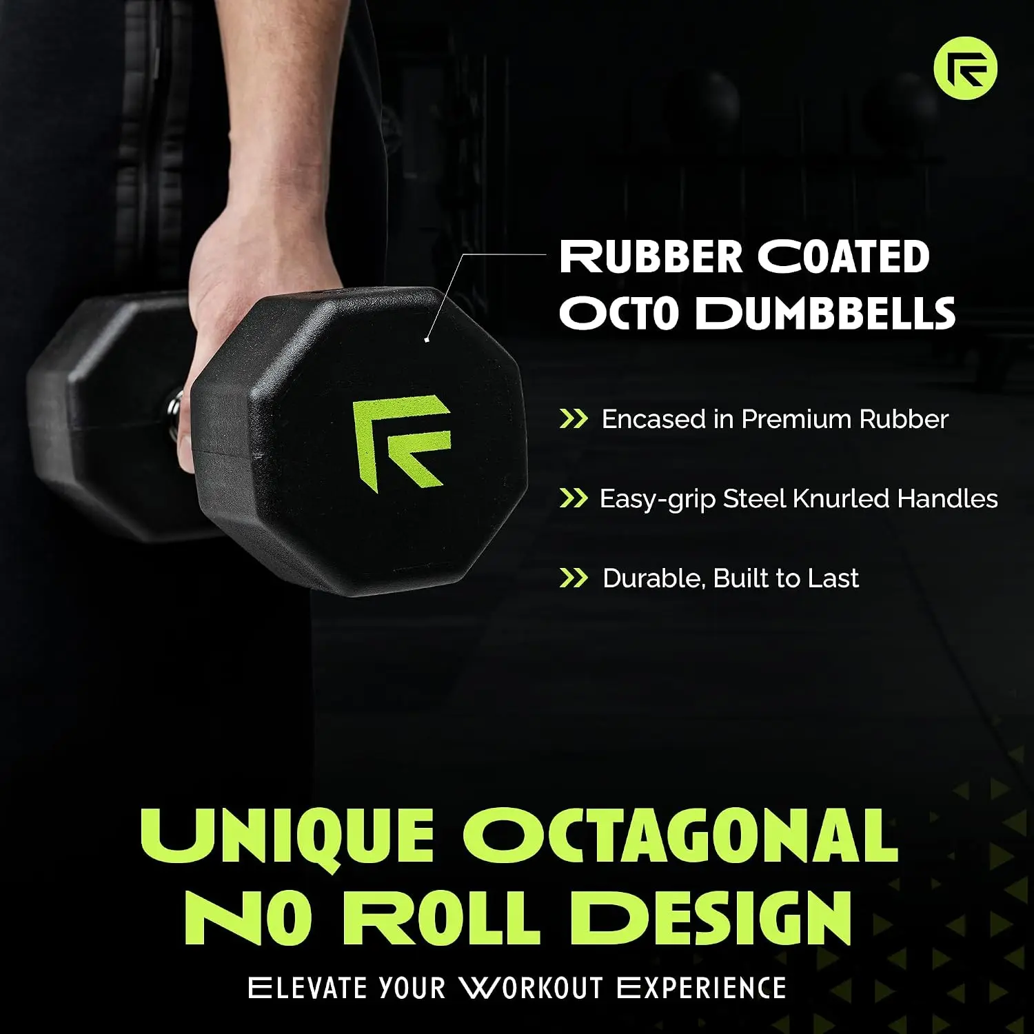 Rubber Coated Dumbbells - No Roll Design Easy-Grip Steel Knurled Handle, Weights Dumbbells Set for Strength Training - Ideal
