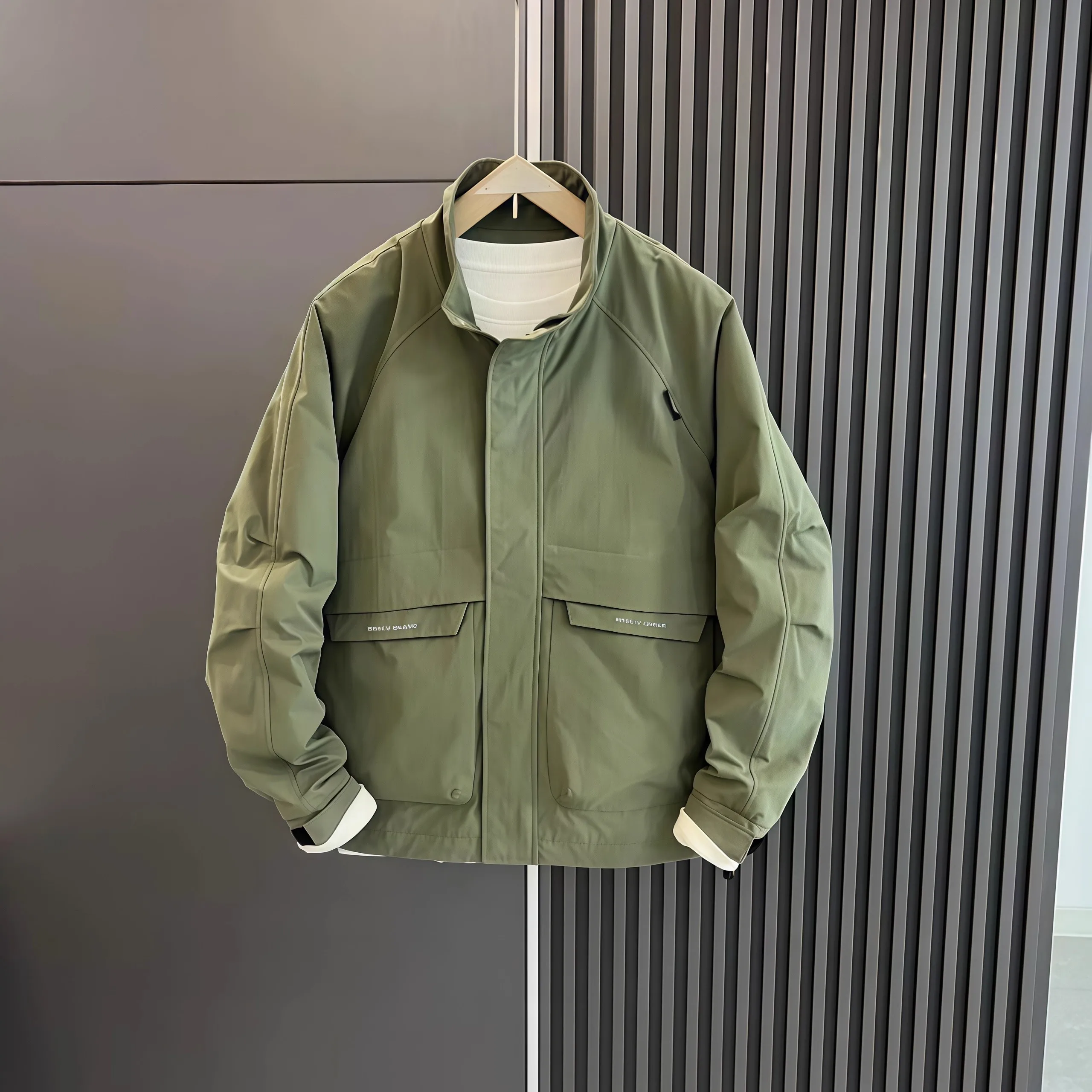 

Casual Men's Stand Collar Jaet Slim Fit Youth Faionable Outerwear Spring Autumn New Sle Versatile Comfortable Workwear Top