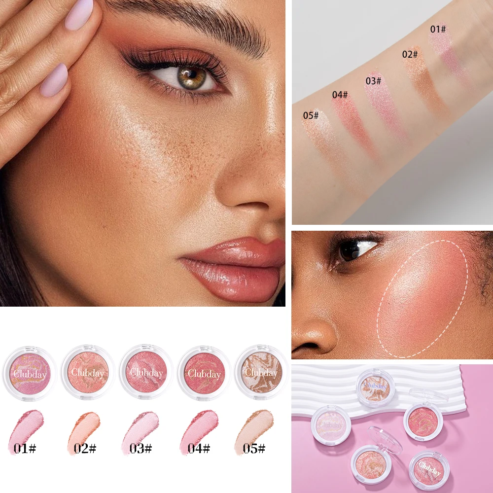Multi-Color Shiny Blush Palette Facial Makeup Moisturizing Highlighter Subtle Shades Blendable Face Powder Pearl Illuminator Mar