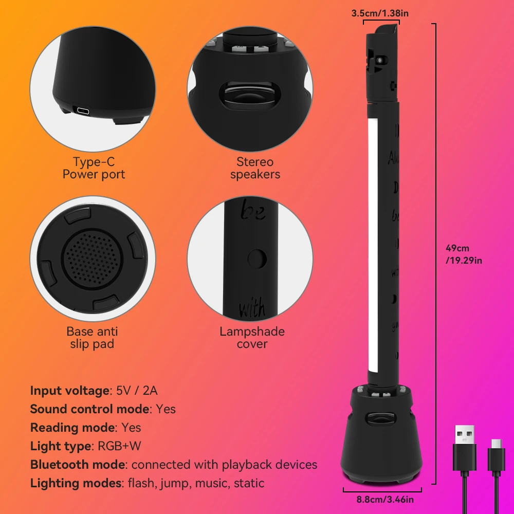 LED Music Rhythm Ambient Lamp RGB Muticolor Music Synchronization Desktop Pickup Light Christmas Halloween Party Atmosphere Lamp