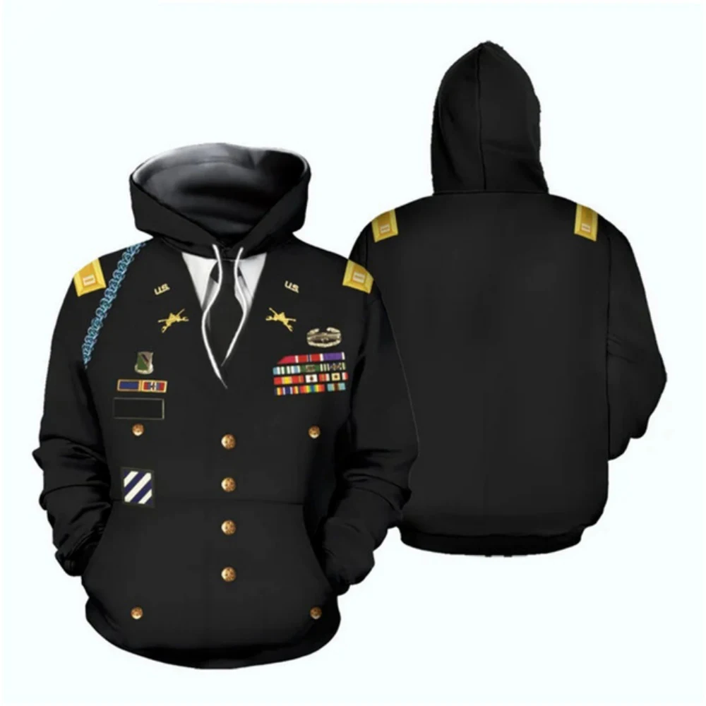 

3D Hoodie For Men 3d Army Print Pullover Winter Autumn Winter Instructor's Uniform Oversized Hooded Sweatshirt Unisex Sportswear