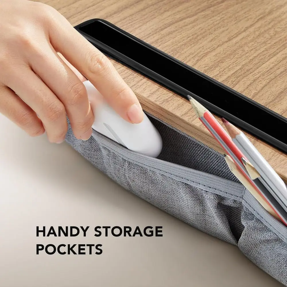 Portable Lap Laptop Desk with Pillow Cushion, Fits up to 15.6 inch Laptop, with Anti-Slip Strip & Storage Function for Home Offi