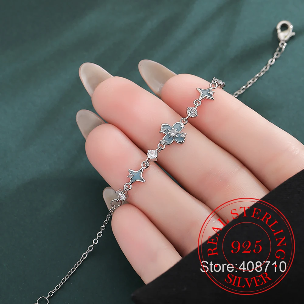 

Настоящее серебро 925, ювелирные изделия, кристаллы, светящиеся растения, звезда, браслет-подвеска для женщин, Homme, роскошный подарок для свадебной вечеринки