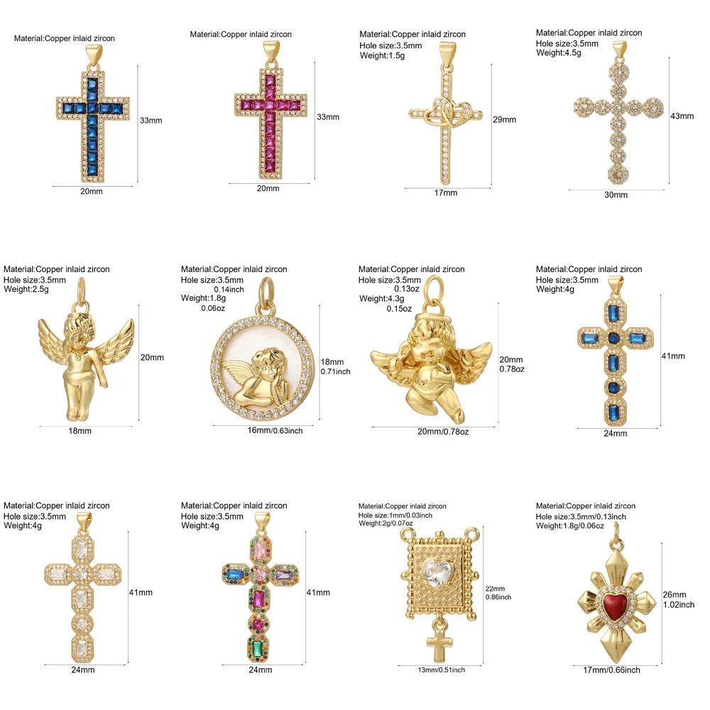 القوطي الصليب سحر لمستلزمات صناعة المجوهرات الذهبي الملاك سحر الفولاذ المقاوم للصدأ سلسلة طويلة Dijes عقد دي اي واي القرط سوار