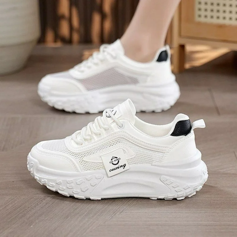 

Mesh breathable height increasing shoes for women in the summer of 2025, new soft soled anti slip lightweight sports shoes