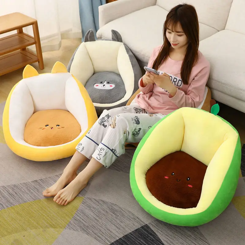 

Cartoon Fruit Seat Cushion with Backrest,Thicken Plush Seat Cushion, Non Slip Chair Cushion Relieves Back Pain Office Home Sofa