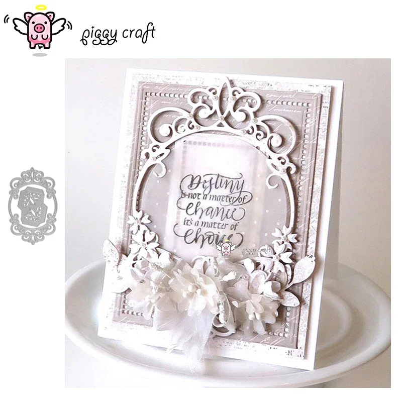 

Piggy Craft metal cutting dies cut die mold Lace corner frame Scrapbook paper craft knife mould blade punch stencils dies