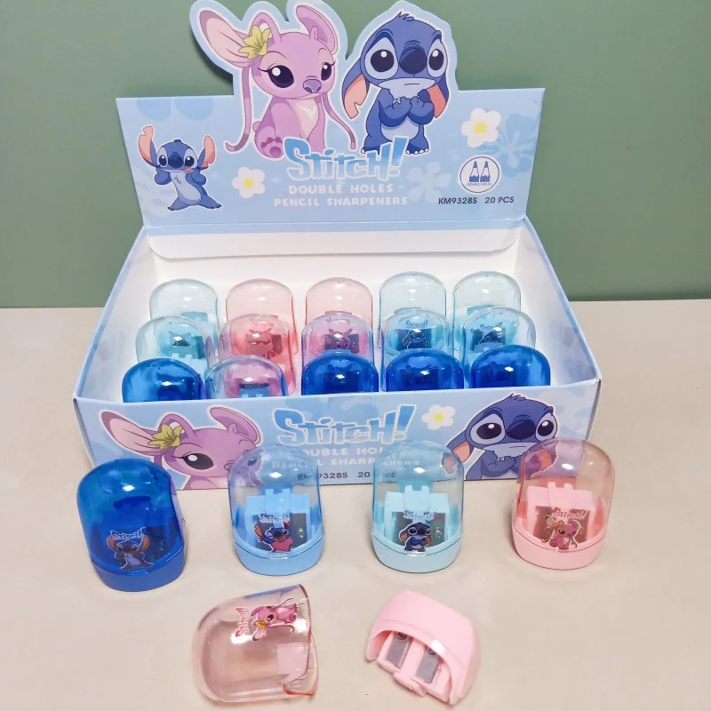 Disney Stitch temperamatite trasparente premi di cancelleria per studenti simpatico cartone animato Mini strumento portatile per matite