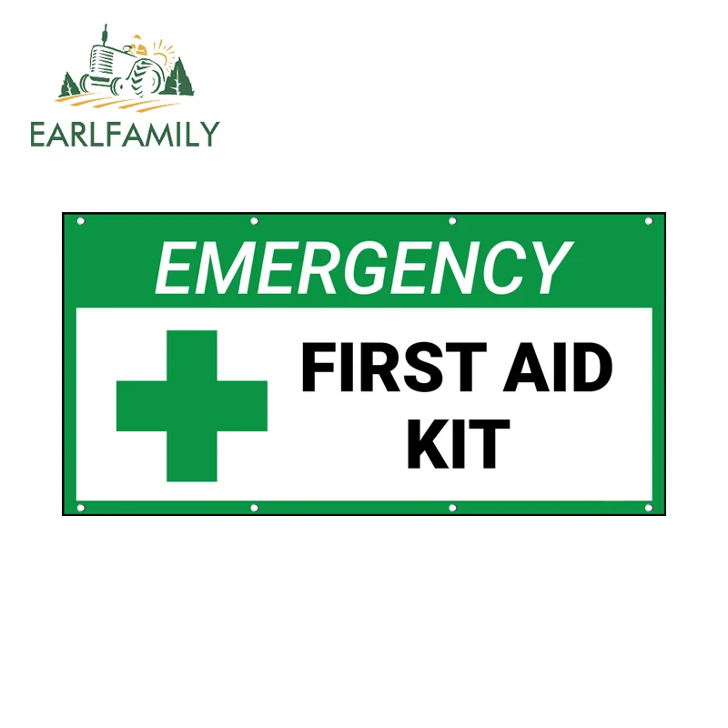 EARLFAMILY First Aid Sign Fine Decal Attractive Green Windshield Window Decals Sunscreen Car Accesorios Para Auto Decoration