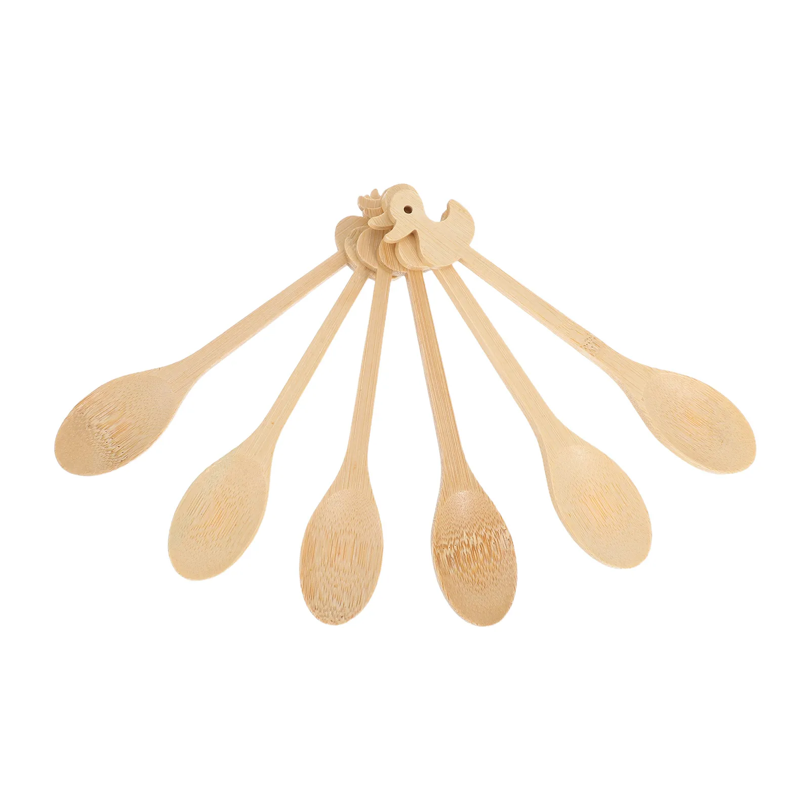 

6Pcs Bamboo Small Tea Spoons Cute Cartoon Design Multipurpose Kitchen Spoon for Coffee Ice Cream Rice Mixing Stirring Cooking