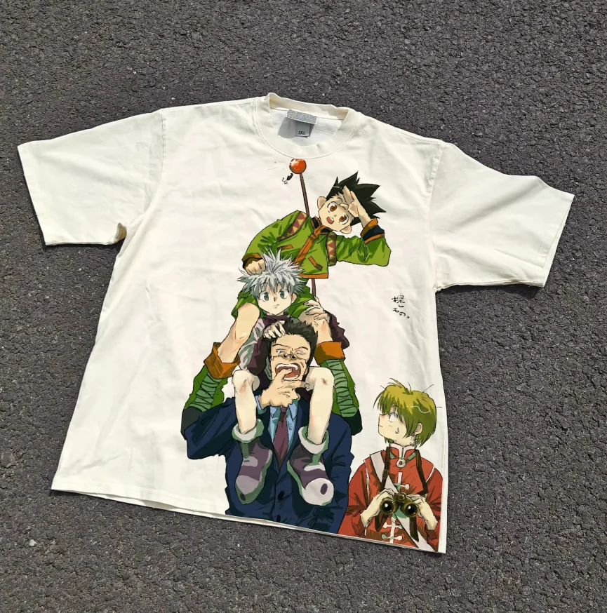 Hunter X Hunter Cotton Round Neck Casual T-shirt Oversized Unisex for Men Women Cotton Tee Shirt Clothes Trendy Cotton soft tee