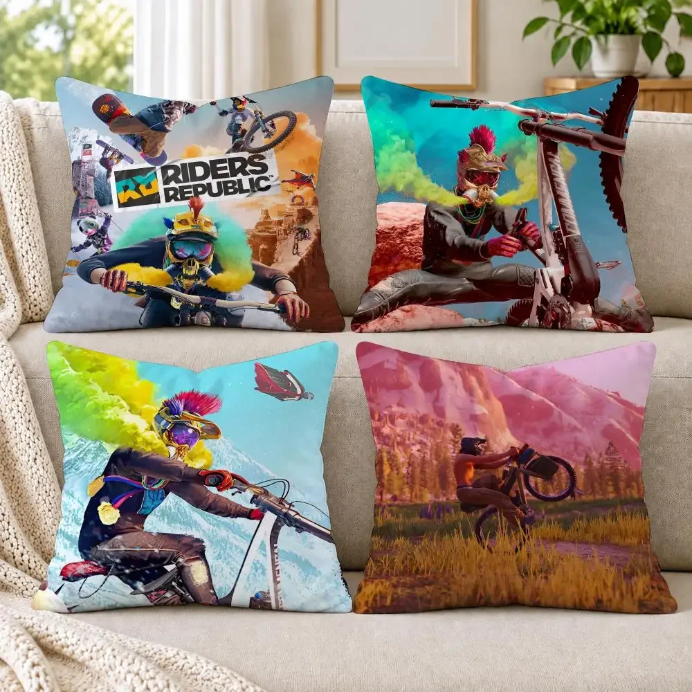 Cool Game R-Riders RepublicS Cushion Cover Short Plush Double-Sided Printing Sofa Bedroom Living Room Pillow Cover Home Decor