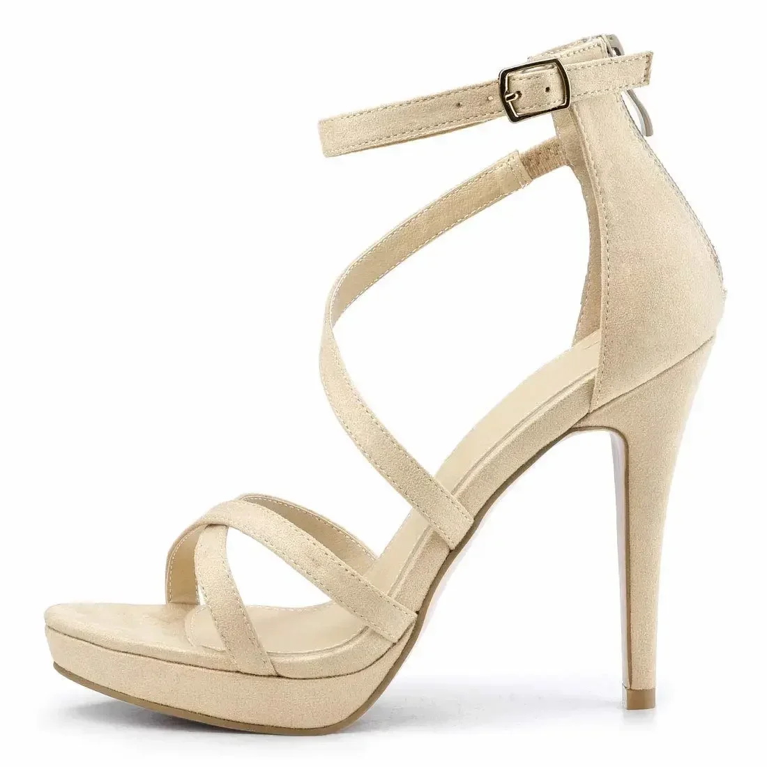 Women Sandals Summer Sexy Pumps 11cm Velvet Open Toe Ankle Strap Stiletto Strappy High Heels Nightclub Party Wedding Dress Shoes view 5