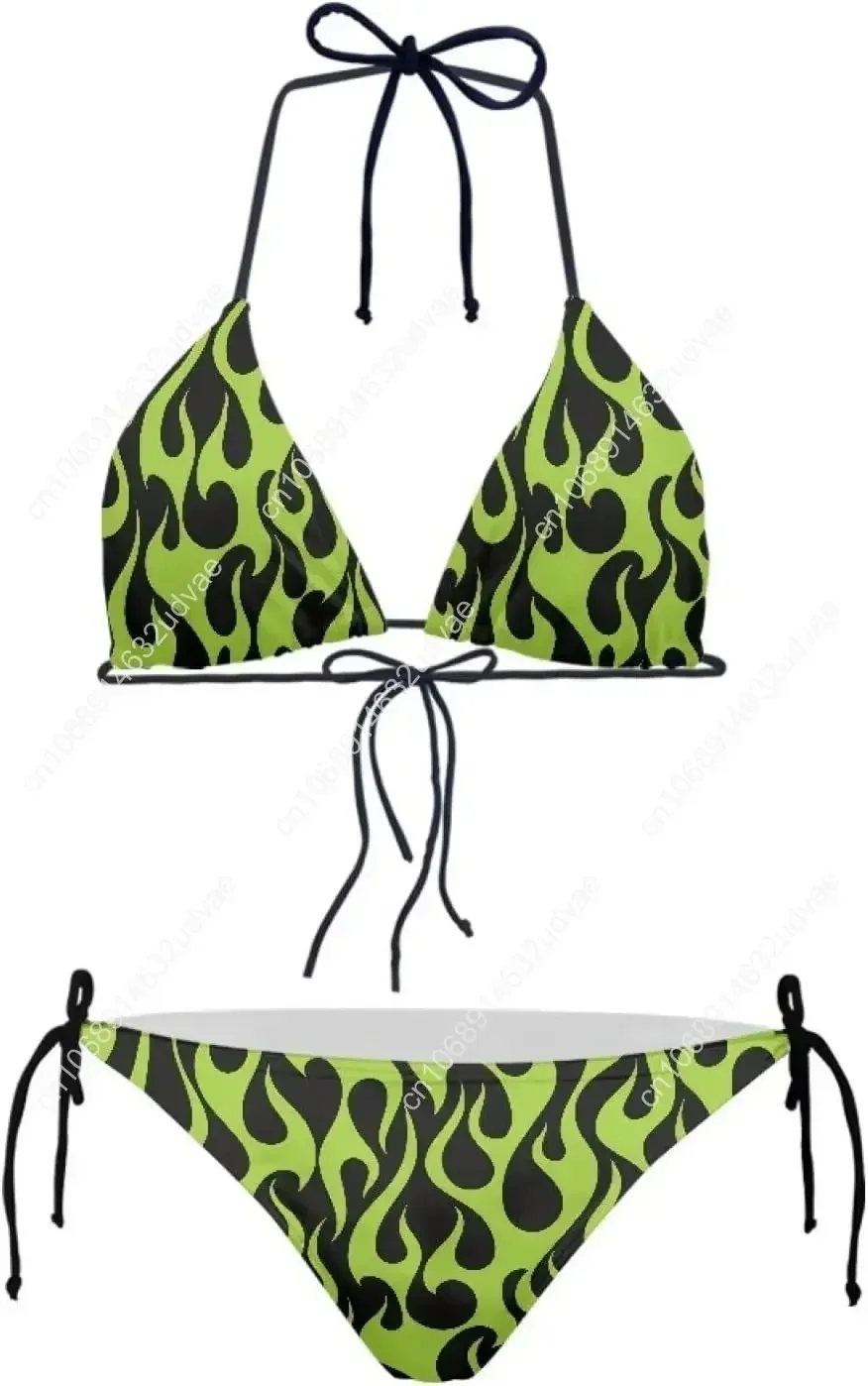 Damen-Bikini-Set mit Totenkopf-Mittelfinger, Push-Up-Triangel-Bikini, Badeanzug, niedrige Taille, Tankini, 2-teilig, sportliches Tank-Top