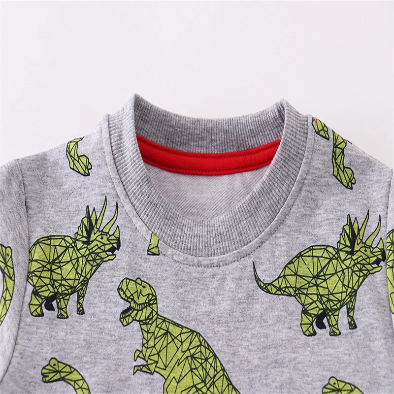 Dinosaurs Long Sleeve Sweatshirts for Boys 2-7T Animal Print Hooded Spring Autumn Streetwear Fashion New Design for Boys And Gir