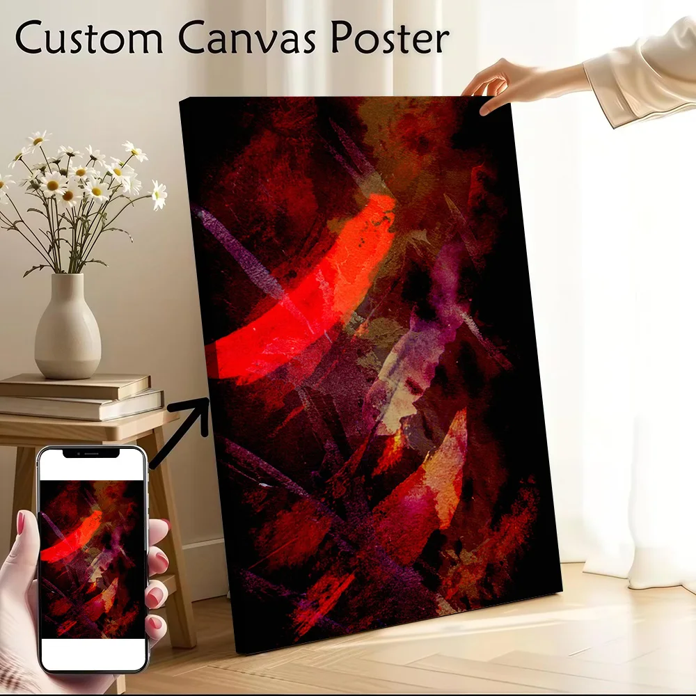 Abstract Red and Black Painting Canvas Poster Wall Art Customizable High Quality Printed Picture for Modern Home Decoration Room