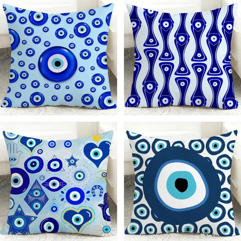 Evil Eye Symbol Art Fashion Cushion Cover 40x40cm Square Decorative Sofa Cushion Cover Bedroom Living Room Home Decor Gift