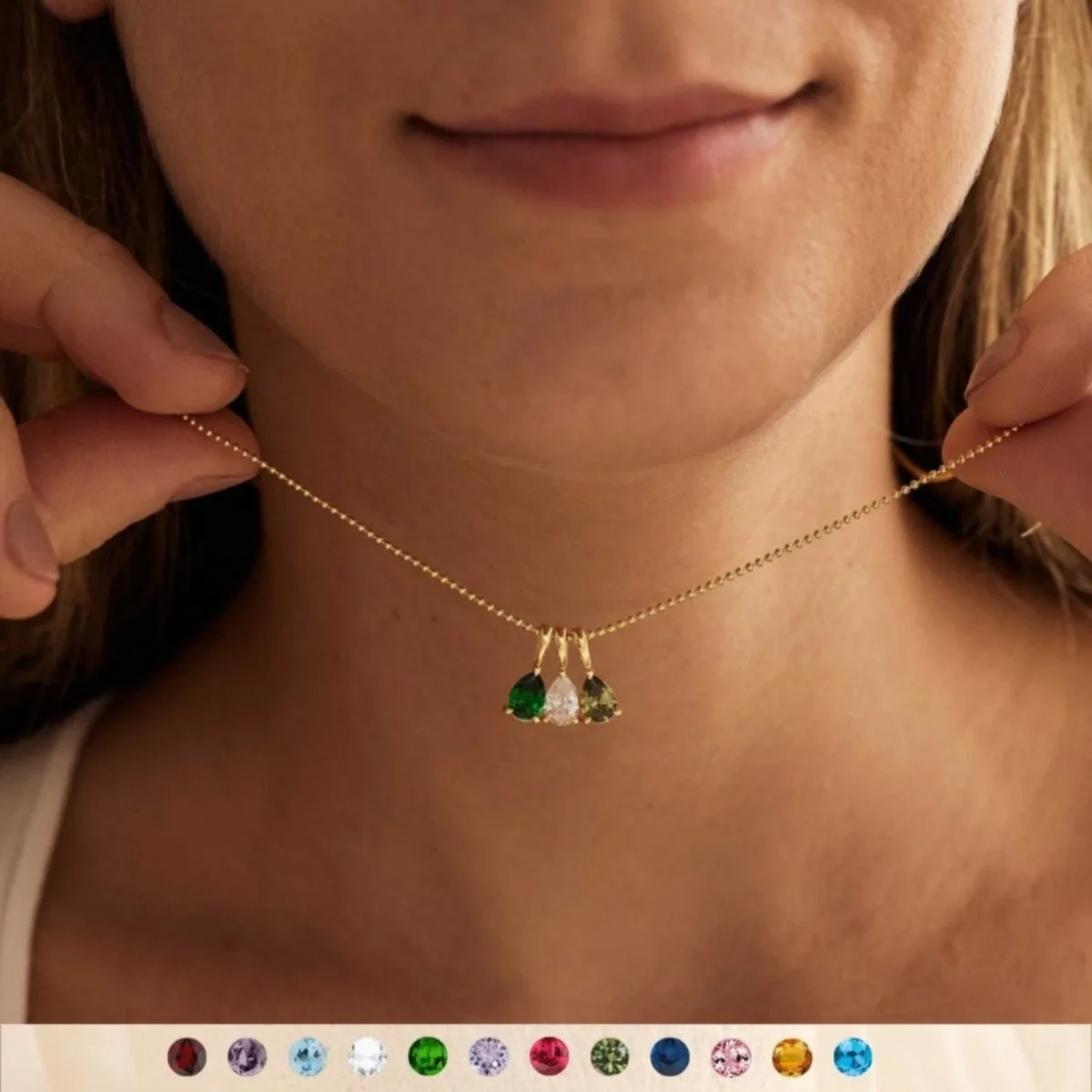 Handmade Diy December Birthstone Pendant Necklace, Fashionable And Simple Ins Series, Suitable For Banquets And Parties