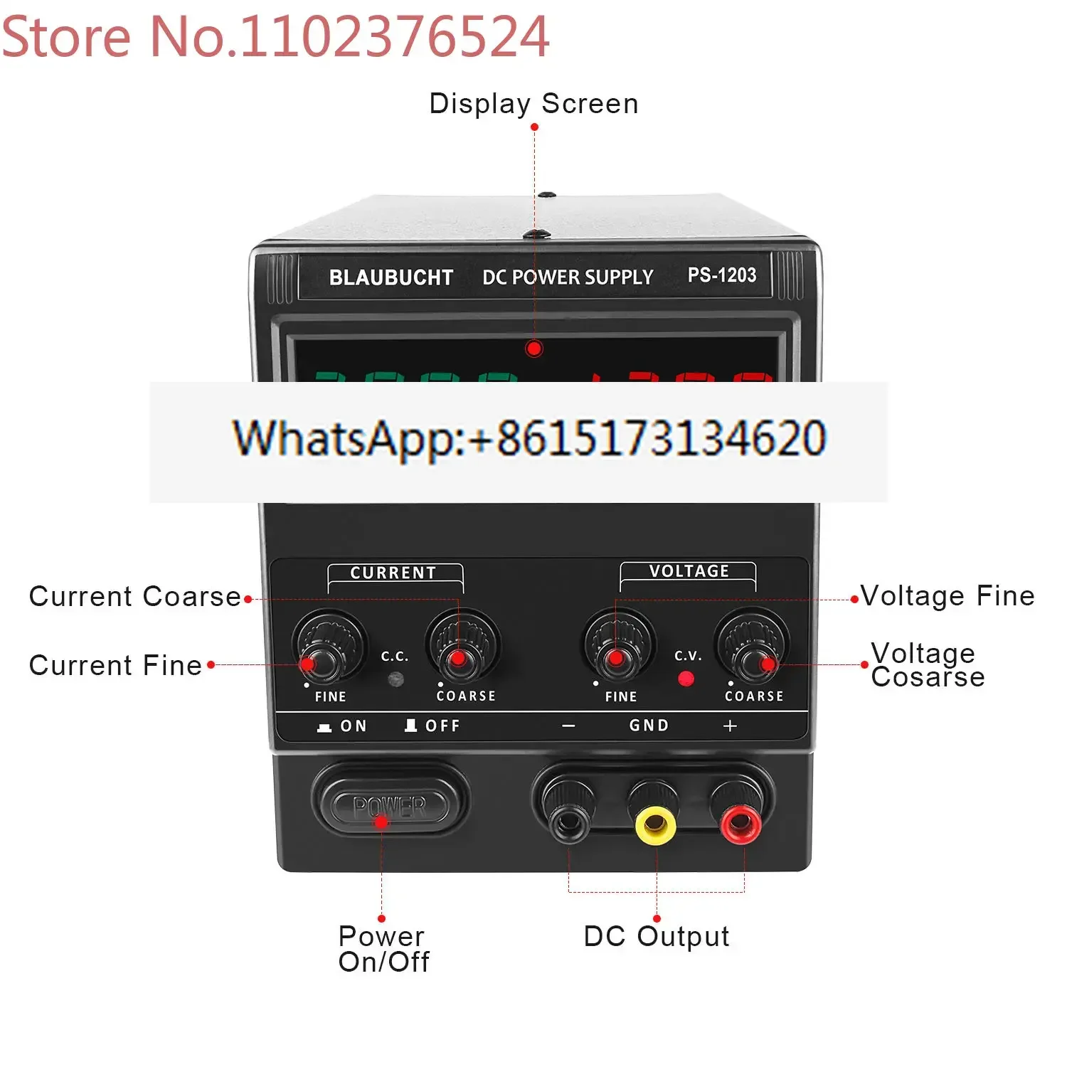 PS1203 120V 3A DC Regulated Switching Power Supply Digital Adjustable Bench Power Source