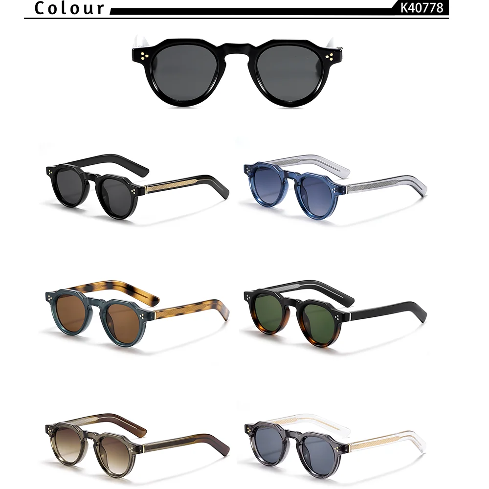 CATERSIDE Modische Runde Sonnenbrille für Damen und Herren, UV400-Schutz, kleiner Rahmen, Retro-Outdoor-Sonnenbrille zum Autofahren und Wandern – Detail 5