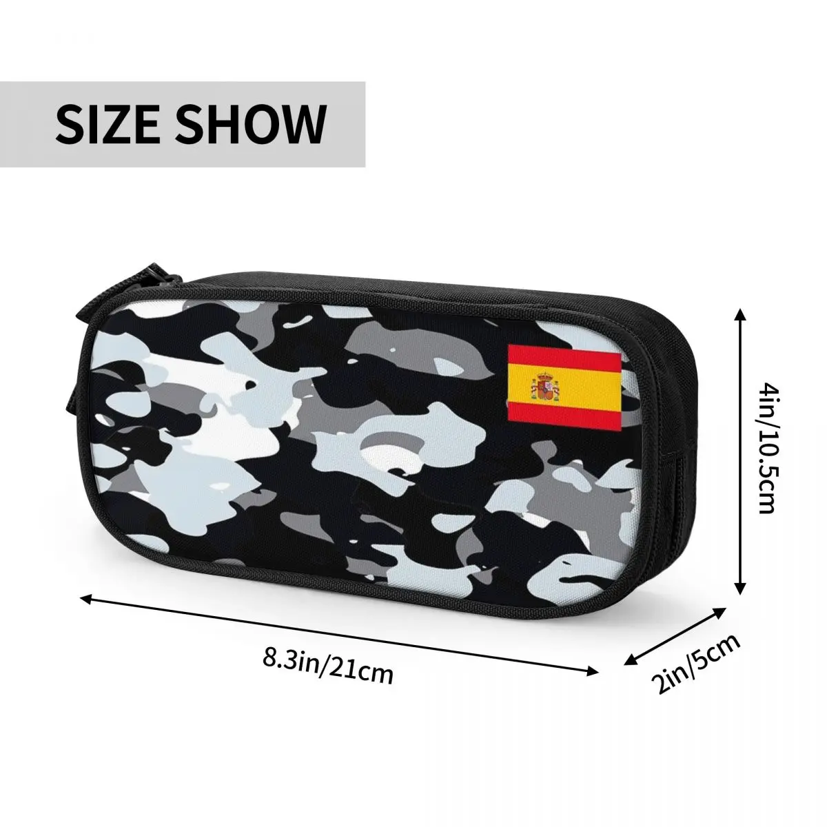 Imagem -06 - Urban Camouflage Military Estilo Pencil Case Spanish Spain Flag Pencil Box Pen For Girl Boy Large Storage Bolsa School Stationery