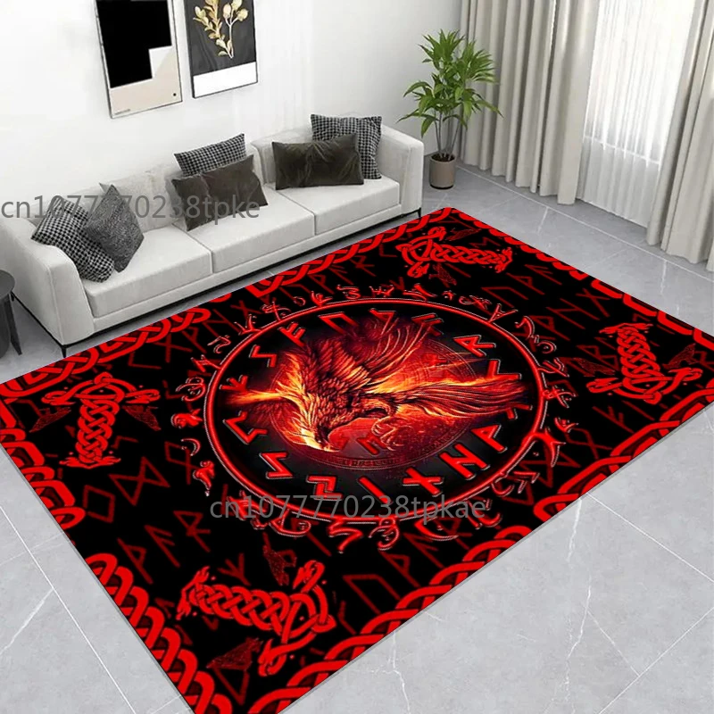 

The Vikings Ancient Scandinavian Norse Runes Carpet,Retro Comfortable Creative Living Room Bedroom Sofa Area Rug,Floormat