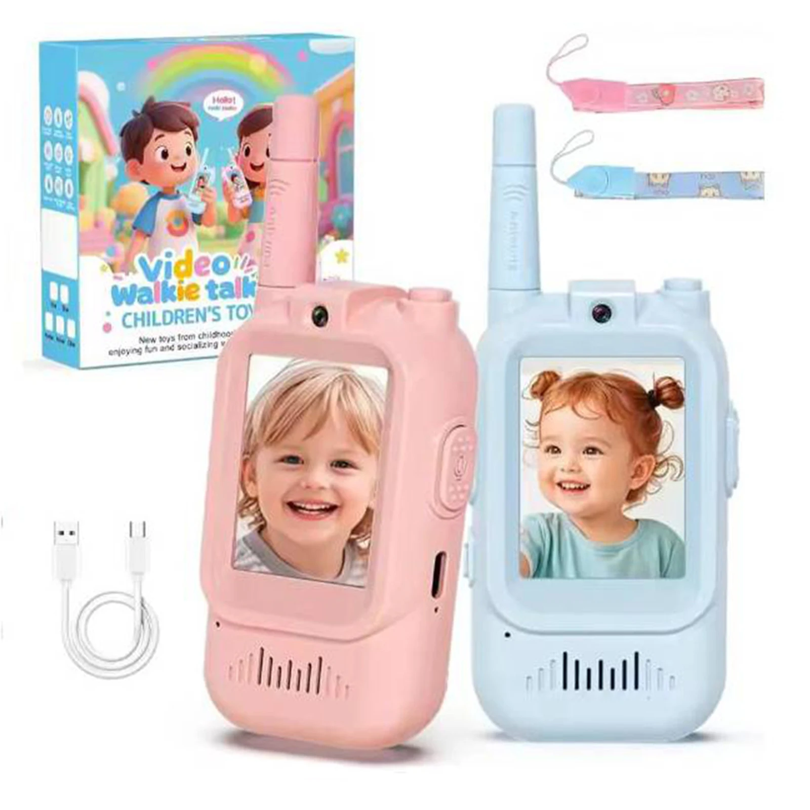 

Screen Display Toy Radios 2 Pack Rechargeable Kids Video Walkie Talkies Christmas Birthday Gifts for Boys and Girls