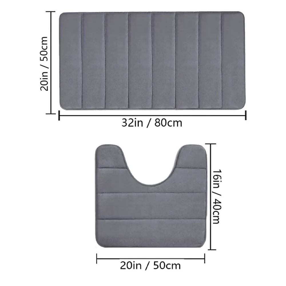 2PC pure color soft stripe bathroom absorbent non-slip mats, suitable for multiple scenes, can wash home decoration mats