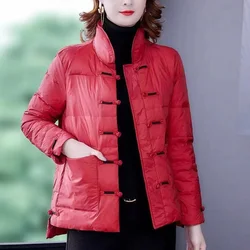 Fashion Lightweight Short Buckle Down Cotton Overcoat Autumn Winter Jacket Women 2024 New Female Casual Warm Parkas Outerwear