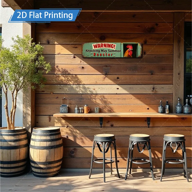 1pc 4x16 polegadas sinal de metal "sinal de aviso de galo rústico-decoração de fazenda vintage"