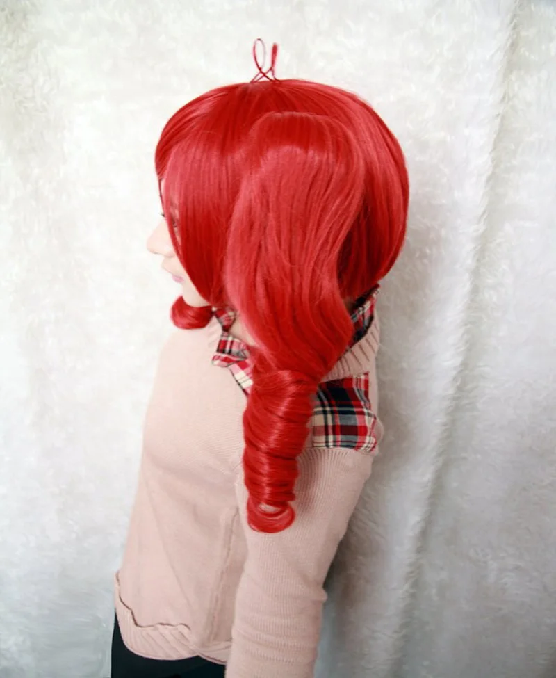 HAIRJOY 45cm średniej długości nowy Vocaloid Kasane Teto Wave pleciony czerwony peruka do Cosplay