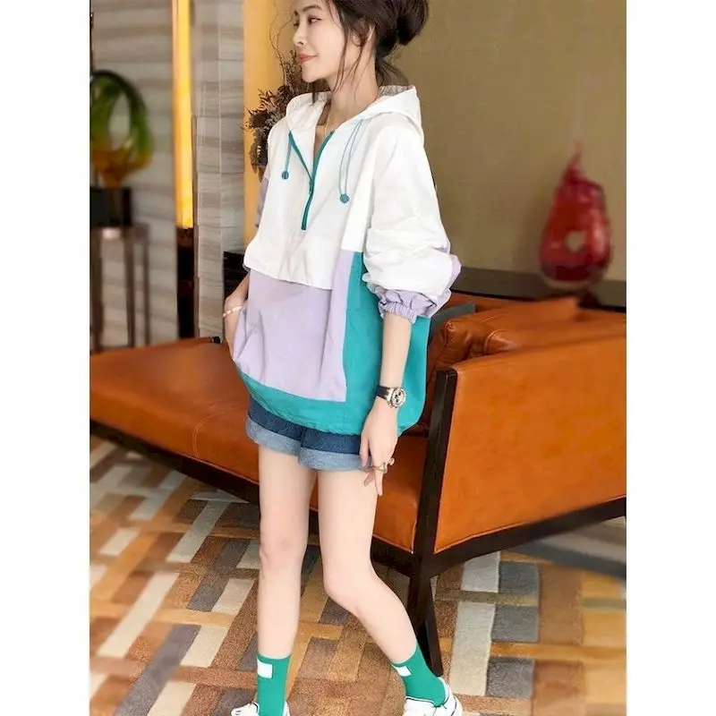 Fashion Zipper Hoodies Coat Women Casual Hooded Jacket Loose Korean Style Thin Top Spring Autumn 2024 New Pullover Womens Hoodie