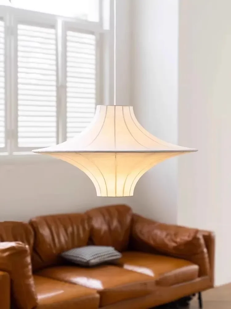 Japonês wabi sabi luzes pingente de seda sala estar jantar quarto b & b lustre nordic iluminação interior decoração casa suspender lâmpadas