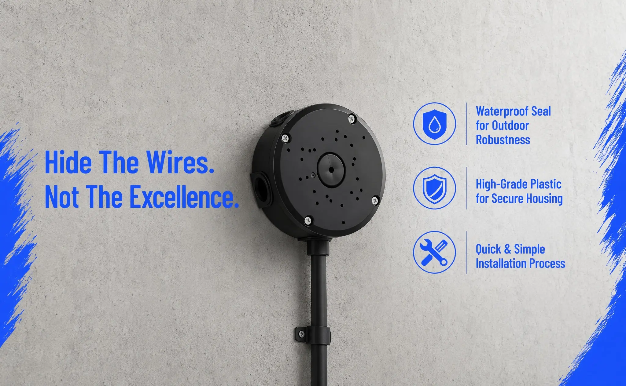 Universal Dome Camera Ceiling Wall Bracket Power Cable Design Waterproof Junction Box for Security Camera Installation