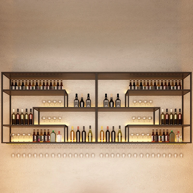 

Restaurant Club Wall Wine Shelf Bar Cabinet Luxury Shop Showcase Stand Entrance Hall Farmhouse Curio Botellero Vino Furniture