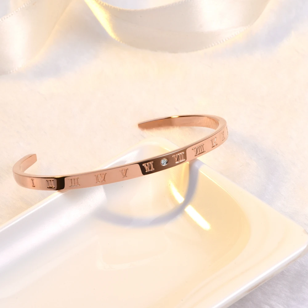 SDA  2023 Fashion Jewelry Open Bangles For Men and Woman 58 62mm Choose Adjustable Hand Wrist Size Bracelet Rose Gold Color image 4