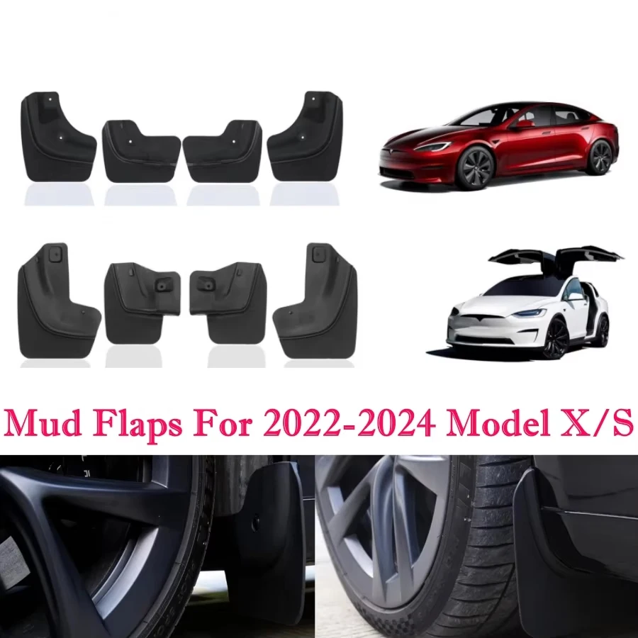 

Mud Flaps for 2022-2024 Tesla Model X Model S Splash Guards Tire Protector No Drilling Required Mud Guards For Model X/S